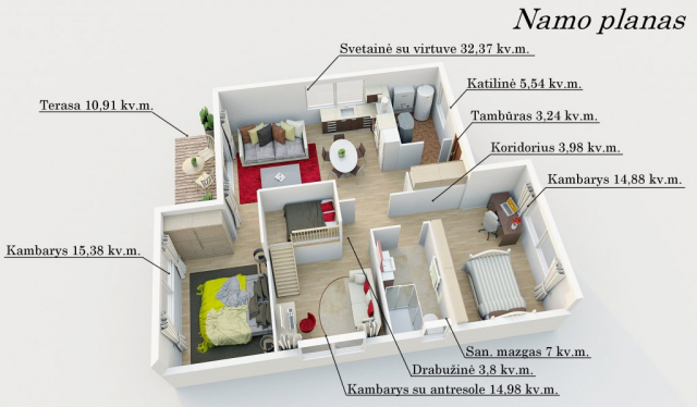 Namo planbas 3D vizualizacija